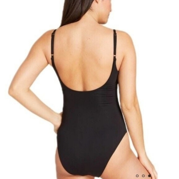 Andie Swim The Santorini One Piece Bathing Suit Size Large in Black - Picture 2 of 8